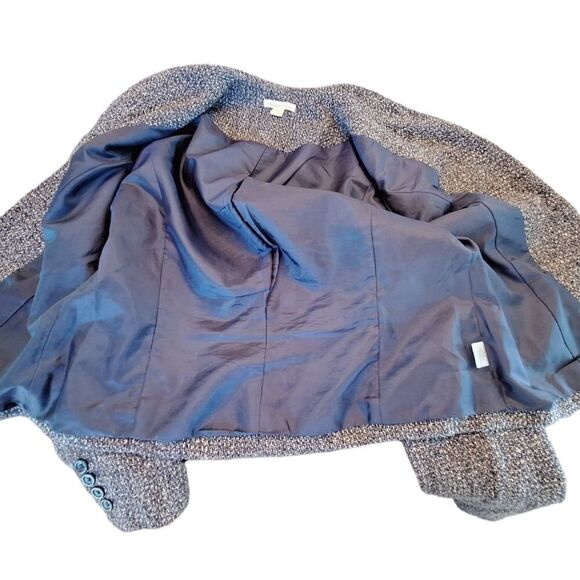 Boucle Tweed Blazer Blue Lined Career Button Up Jacket size 8 Coldwater Creek - Picture 4 of 8